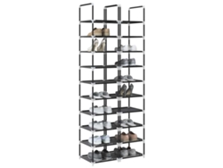 2 Uds Zapatero | Armario Zapateros 10 Niveles Negro 33x33x174 Cm Tejido No Tejido