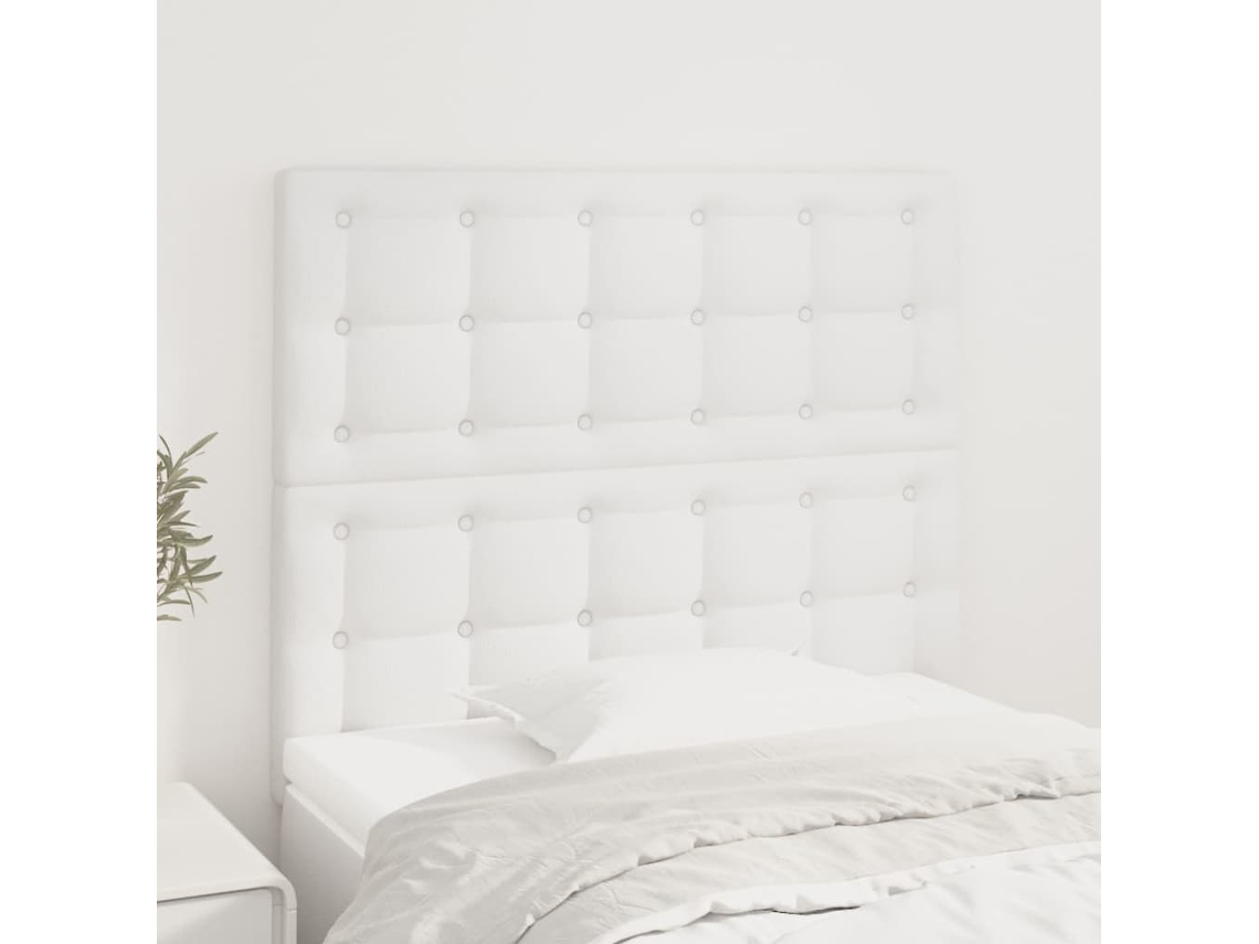 Cabeceros 2 Unidades De Cuero Sintético Blanco 100x5x78/88 Cm