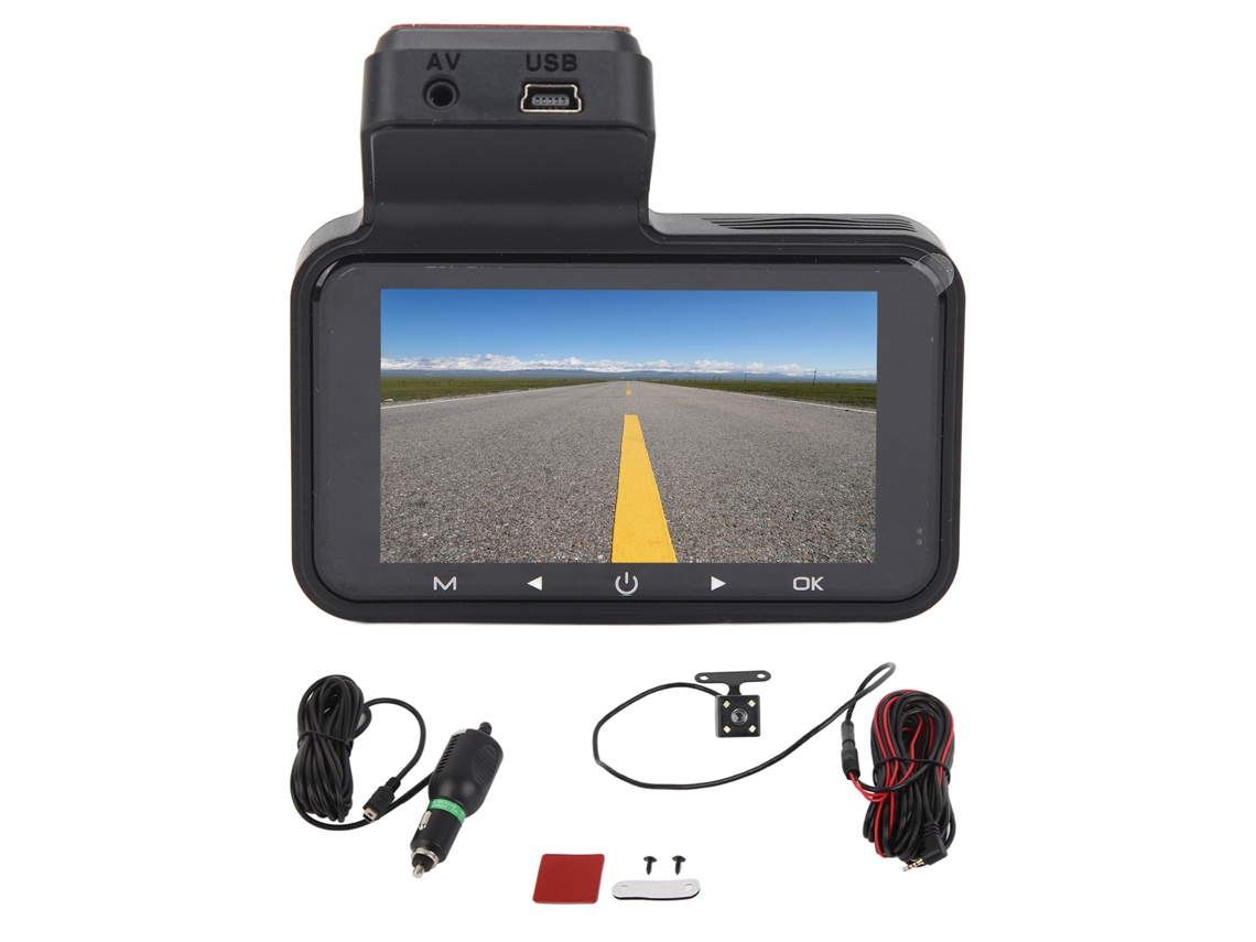 Cámara De Coche Dash Cam Dvr Con Grabación Dual Delantera Y Trasera, 1080p, Pantalla Ips De 3.0 Pulgadas, Wifi