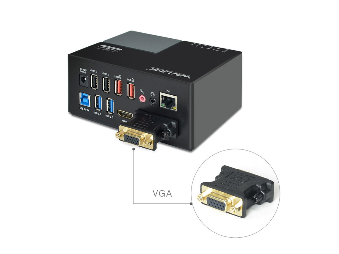 Estación de acoplamiento USB 3.0 Bestvite para 2 pantallas de vídeo universales de hasta 2048 × 1152 HDMI/DVI/VGA/Gigabit Ethernet Hub USB para Windows y Mac Negro