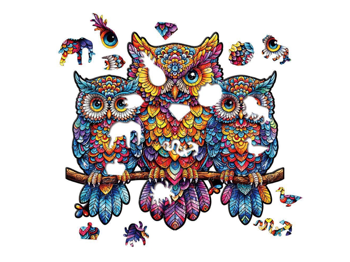 Rompecabezas de madera de búho Chrui, tamaño 11,7 x 16,54, el mejor regalo para adultos y niños (A3)