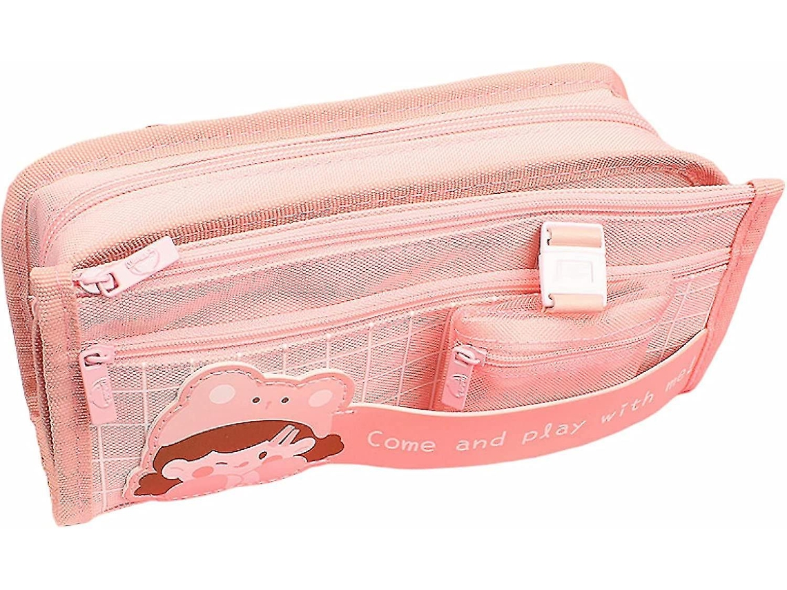 Estuche escolar bonito, estuche de gran capacidad, estuche Chennnls bonito (chica con sombrero rosa)