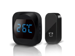 Timbre Inalámbrico Autoalimentado 492ft Rango Con Pantalla De Temp Para Apartamento