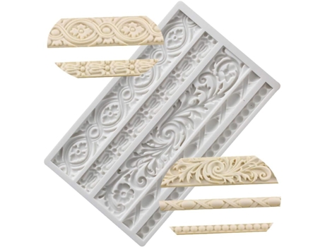 Molde de Silicona para Borde de Tarta con Diseños Barrocos, 19,8 x 12,4 cm