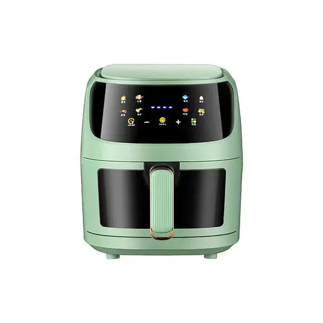 (verde) Freidora De Aire Multifuncional Inteligente, Sin Aceite, De 6 Litros, Antiadherente Y Fácil De Limpiar.