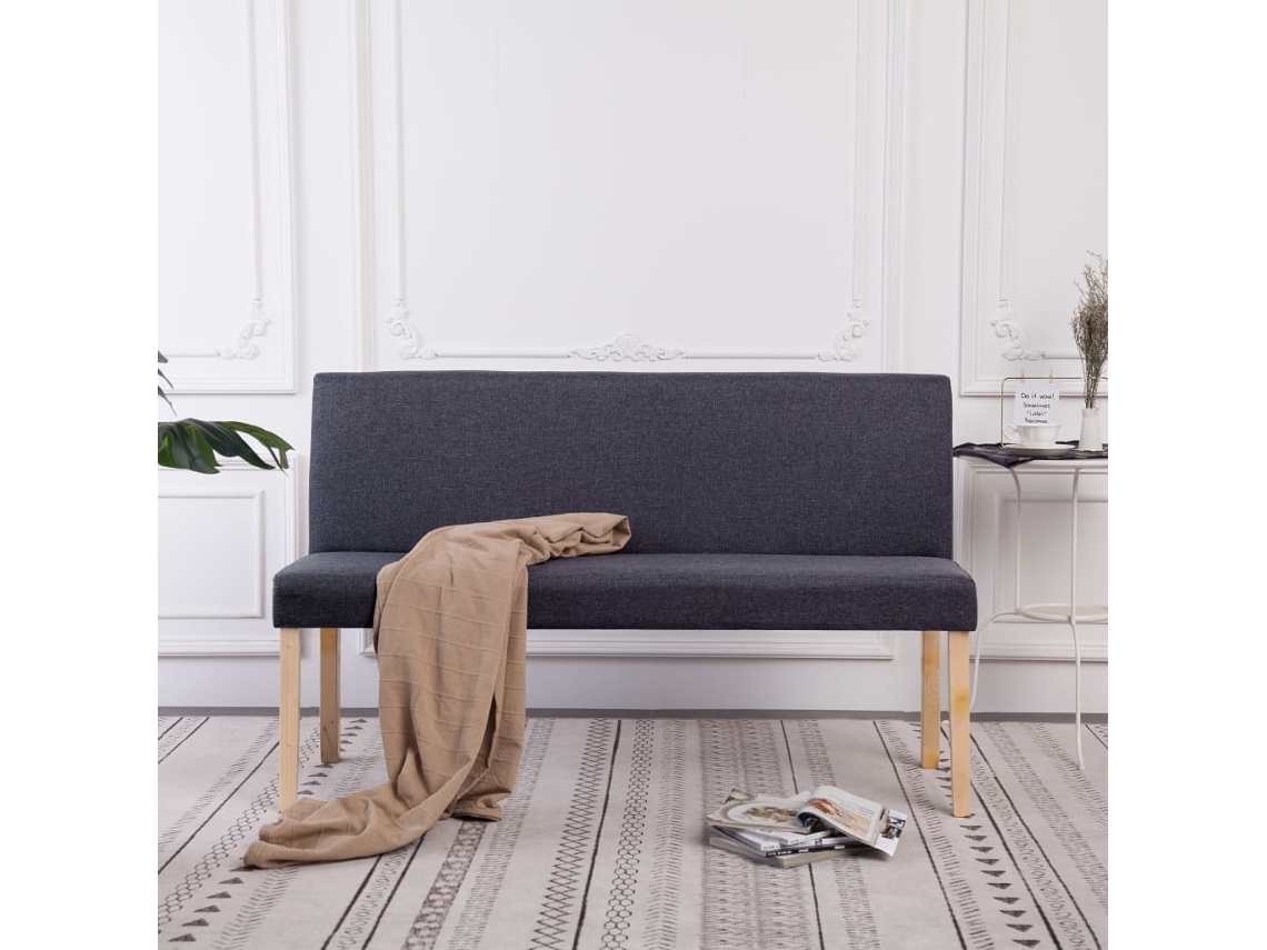 LOVELY HOME Taburete Banco 139,5 Cm Poliéster Gris Oscuro