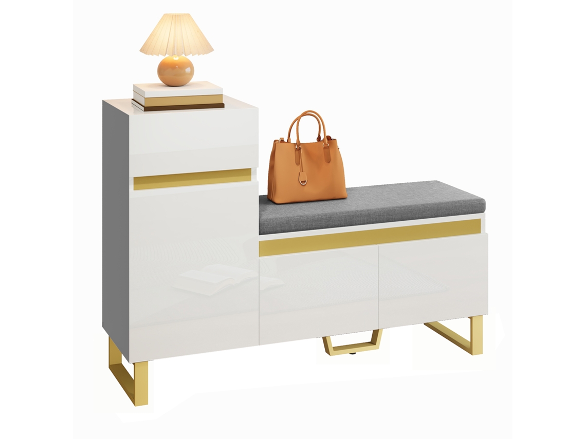 Zapatero 4 Niveles 80x35x110 Cm - Armario Moderno Con Cajones Y Puertas - Blanco
