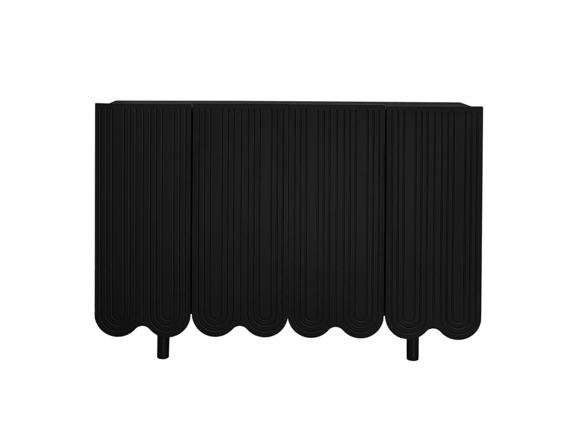 Aparador Moderno - 4 Puertas En Forma De U Con Estantes - Negro