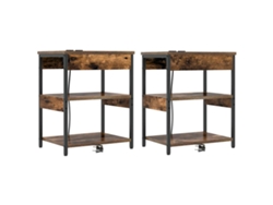 Juego de 2 mesitas de noche de roble ahumado 41x31x51 cm MAISON EXCLUSIVE