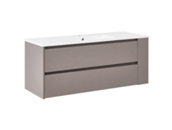 Mueble de baño suspendido Beliani Mancora con lavabo en MDF crema 120x46x48