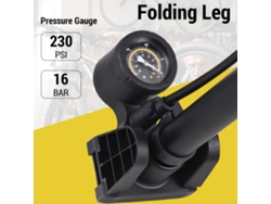 2026-bomba De Suelo Para Bicicleta Con Manómetro 230psi Y Pedal Plegable Compatible Con Válvulas Presta Y Schrader