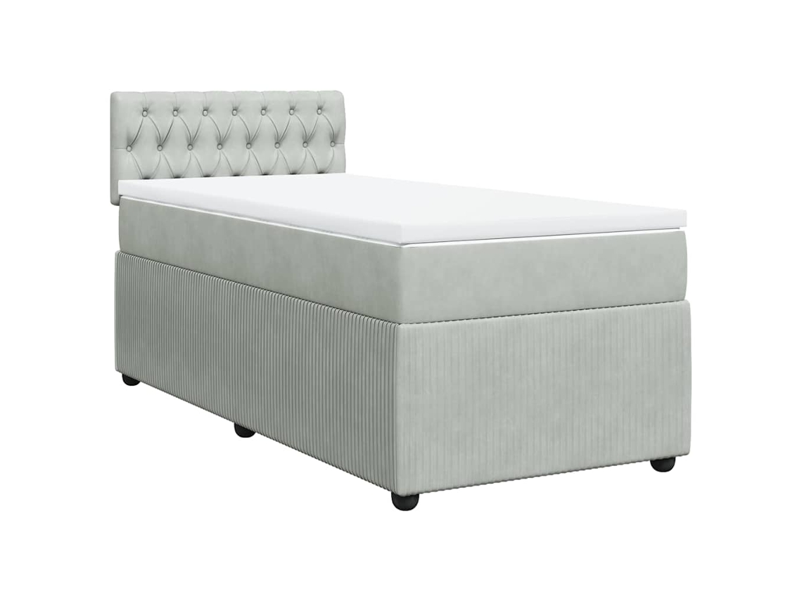 Maison Exclusive - Cama Box Spring Con Colchón Terciopelo Gris Claro 80x200 Cm