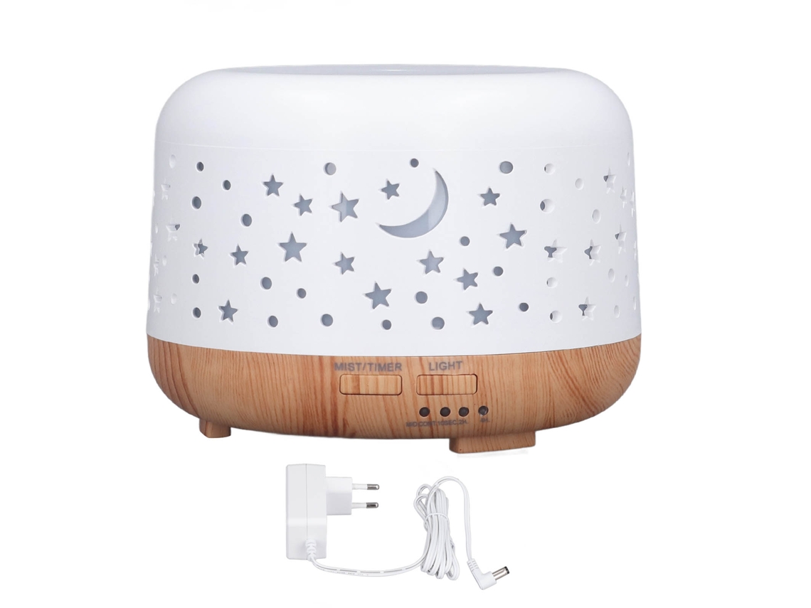 Humidificador De Aromaterapia De 300 Ml Con Diseño De Textura De Madera, Luz Led De Bajo Ruido Y Para Mesa.