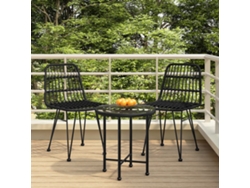 Conjunto de comedor de jardín de 3 piezas DKD Home Decor en mimbre negro PE