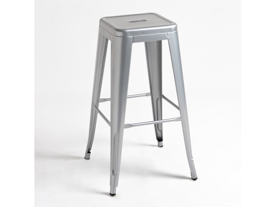 DUDECOR Taburete Alto Leeds Gris Metalizado