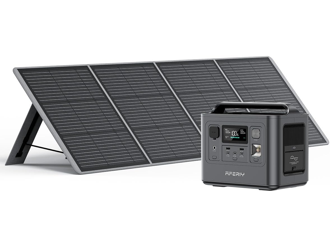 Estación de energía portátil con panel solar de 800 W, 200 W, 512 Wh, LiFePO4, salida de CA de 220/240 V, SAI IP65, Aferiy