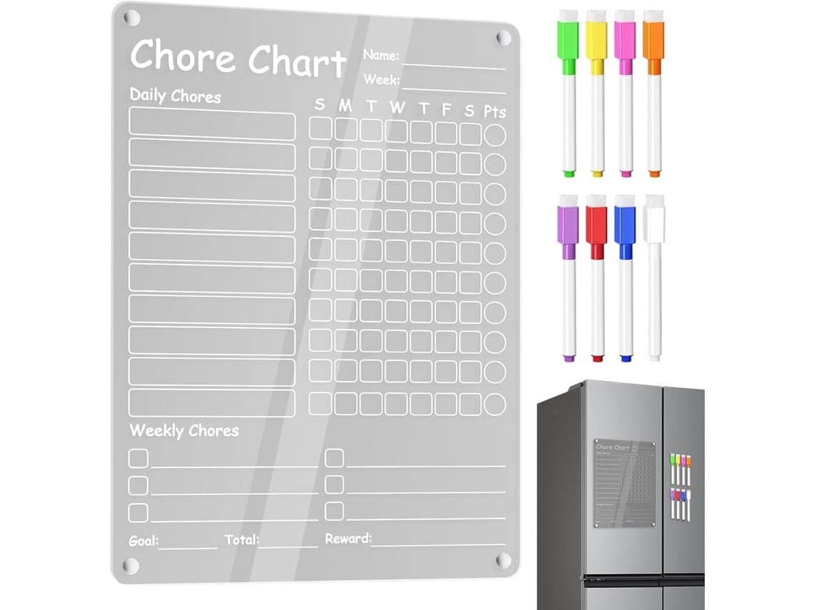 Quadro De Tarefas Familiares, Branco Para Geladeira, Magnético Apagável Casa, Adultos, Adolescentes E