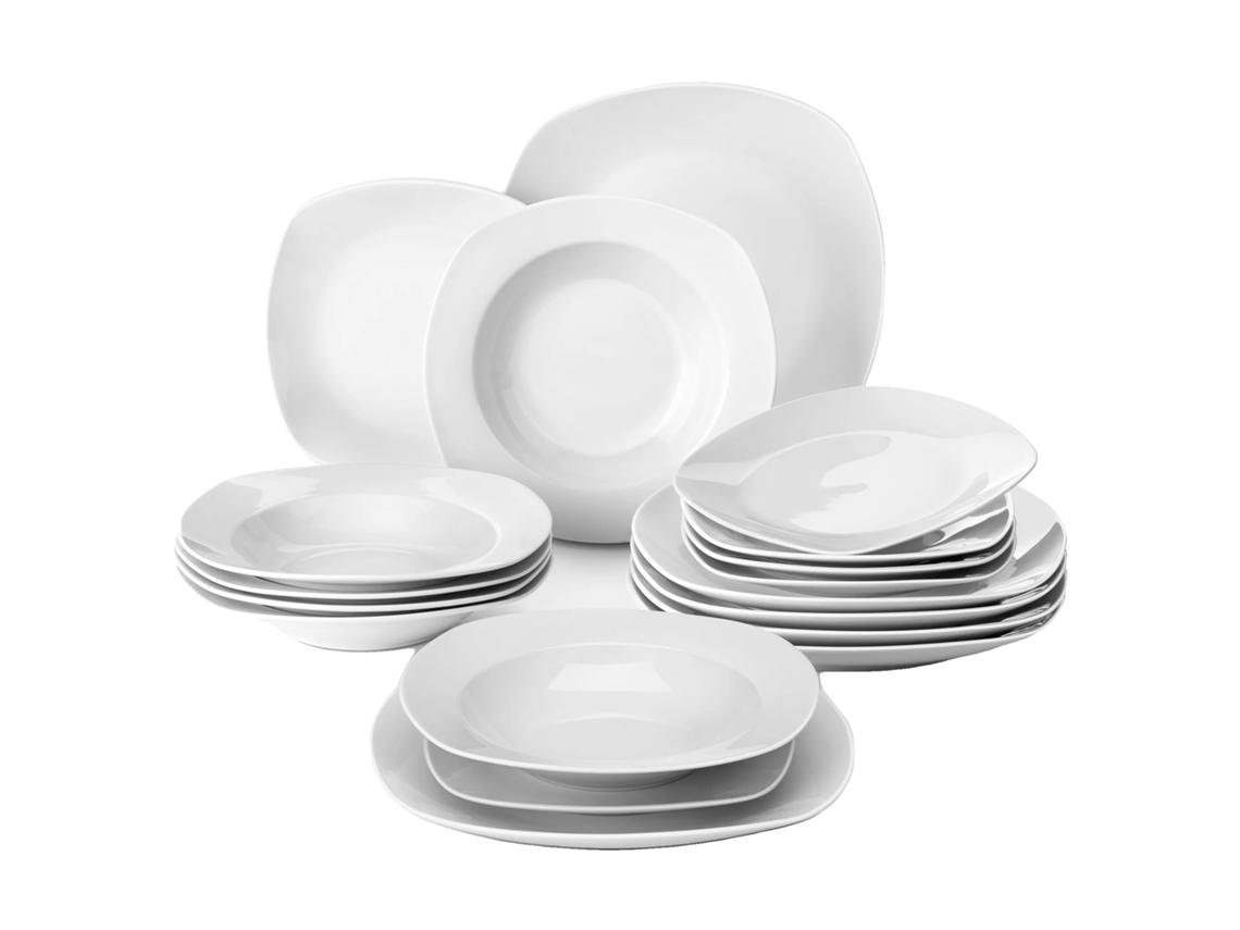Juego de vajilla de 18 piezas, porcelana ecológica, apto para microondas y lavavajillas, 18 piezas OEM