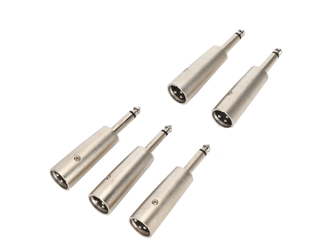 5 Adaptadores Xlr Macho De 3 Pines A Conector De Audio Mono Macho De 6,35 Mm (1/4") Para Micrófono