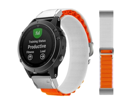 Correa Alpine G-Hook Ajustable Garmin Fenix 7 Sapphire Solar Edition Blanco y Naranja