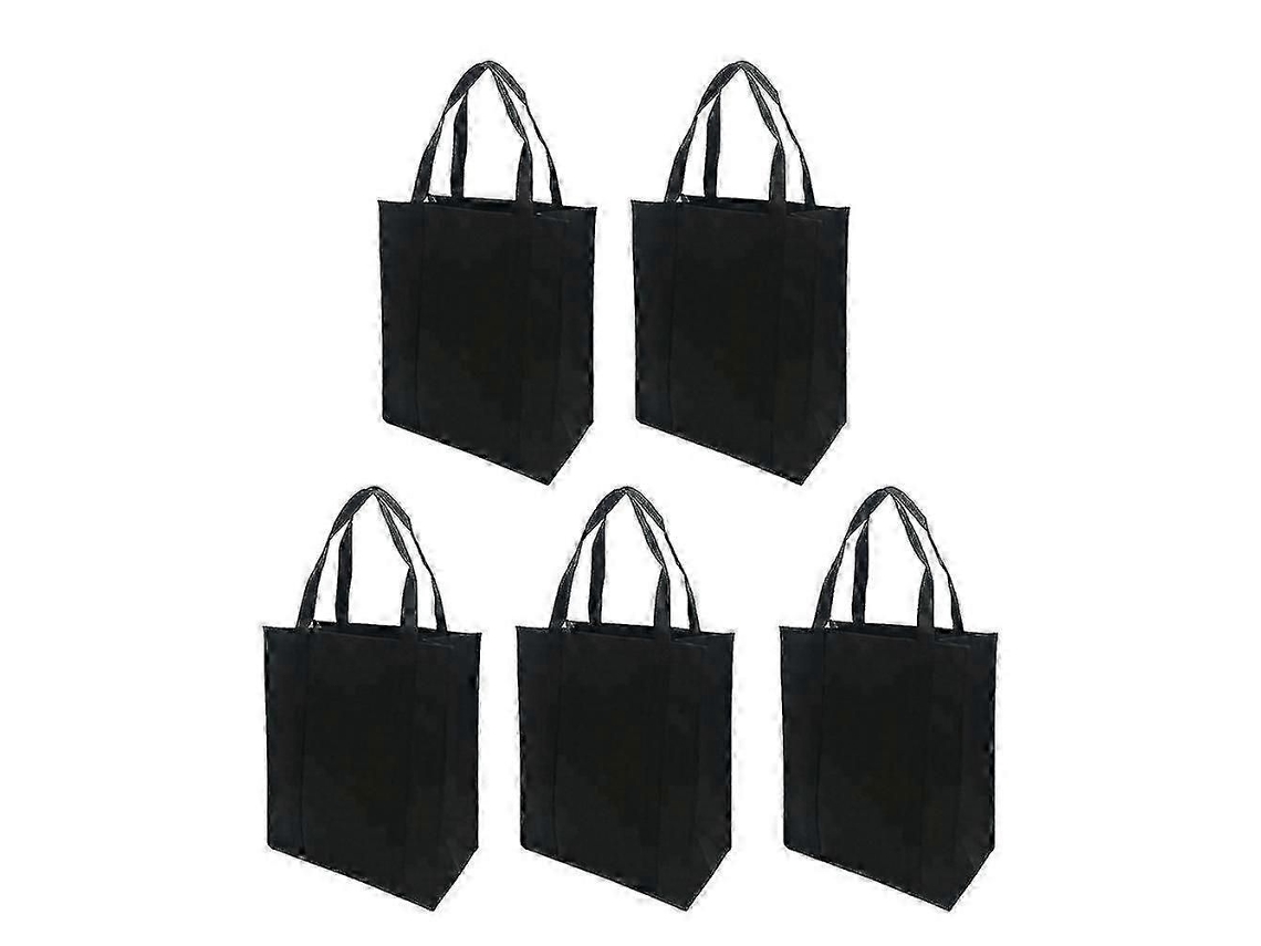 5 bolsas de tela no tejida plegables para compras al aire libre GOKOCO (negras, 30x25x10cm)