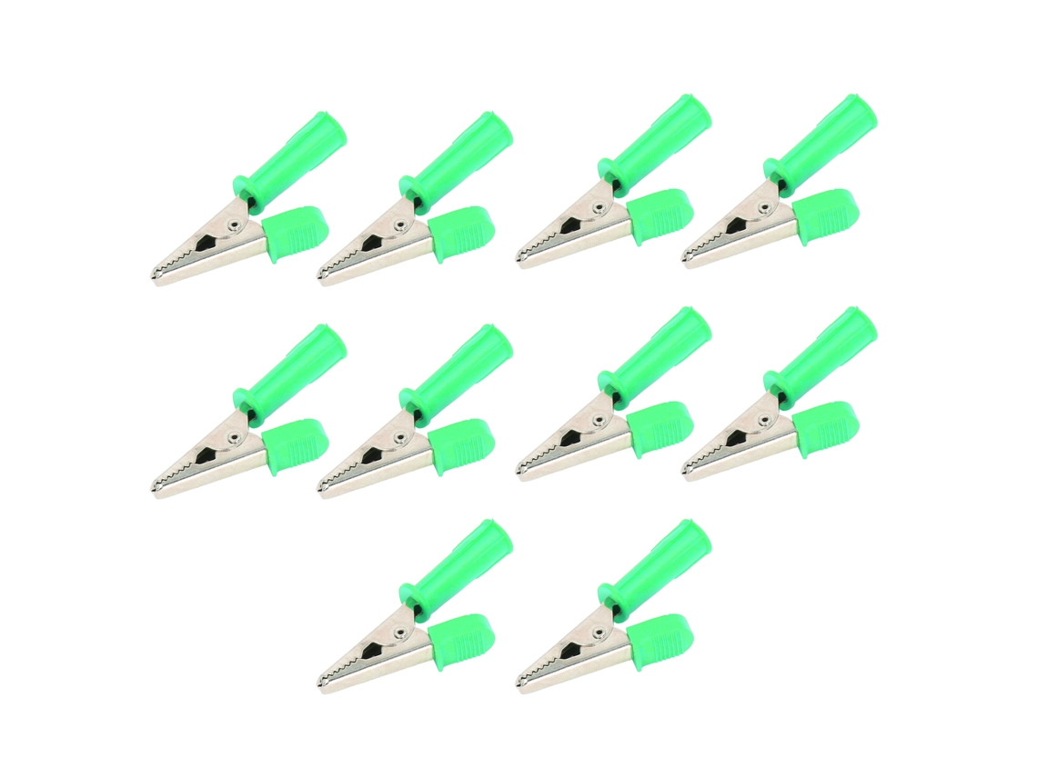 10 Pinzas De Prueba De Latón Aisladas Con Enchufe De 4mm, Apertura 10mm, 20a J.60046verde