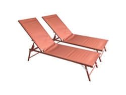 Pack De 2 Tumbonas Plegables Sicilia De Textileno Terracota Y Estructura Terracota
