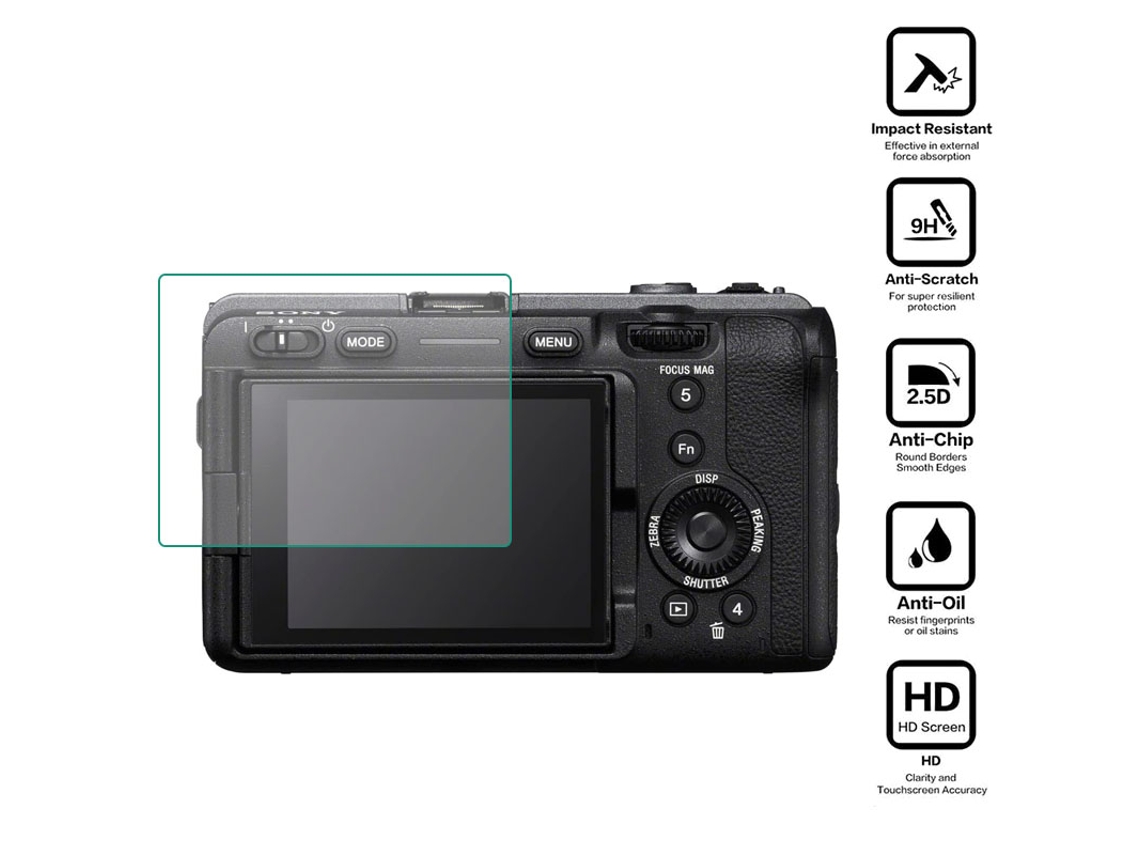 Juego de 5 protectores de pantalla de vidrio templado antirroturas y arcos para Sony FX30 (5 unidades)