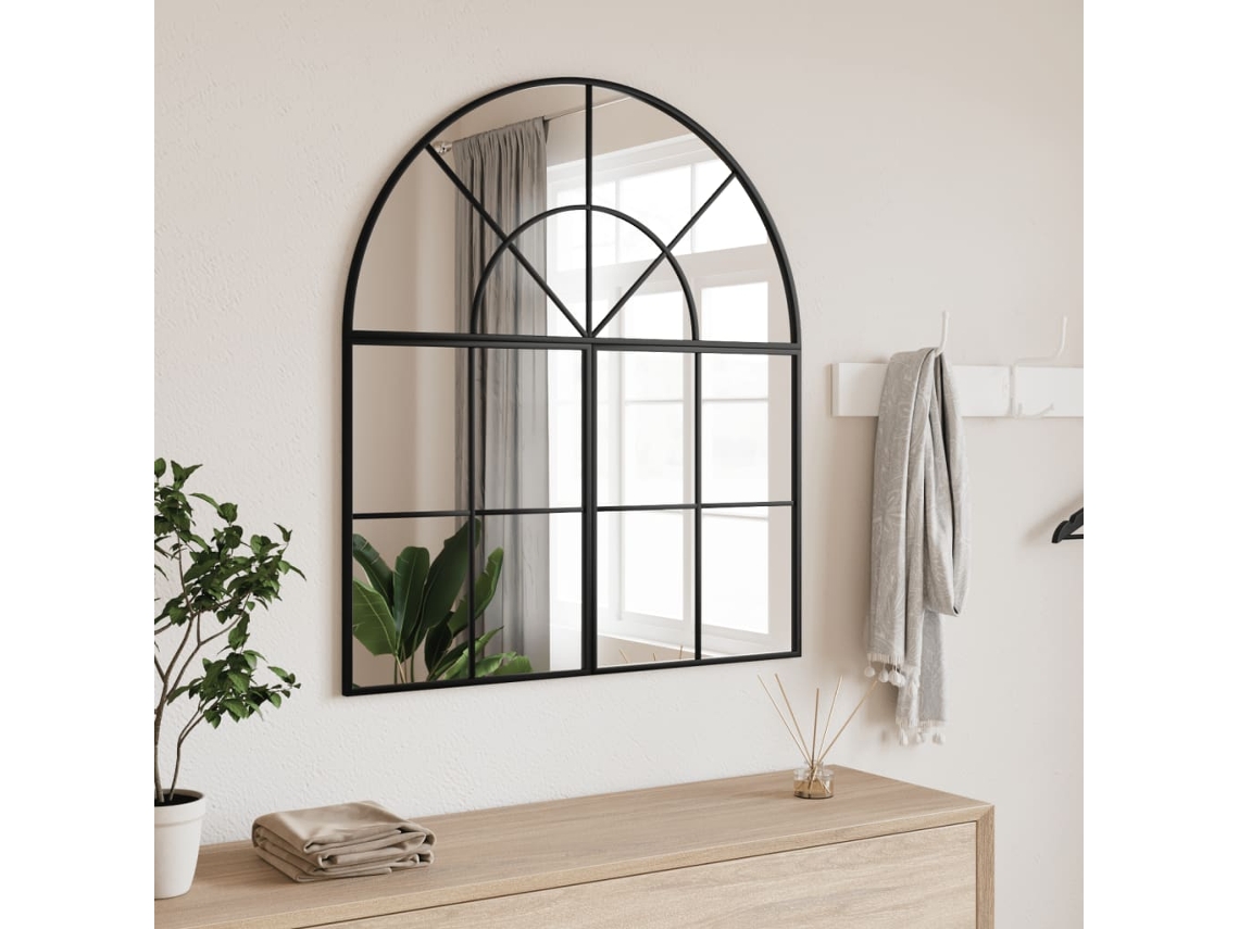 Espejo de pared arqueado de 80x40 cm, hierro negro HARLANV1