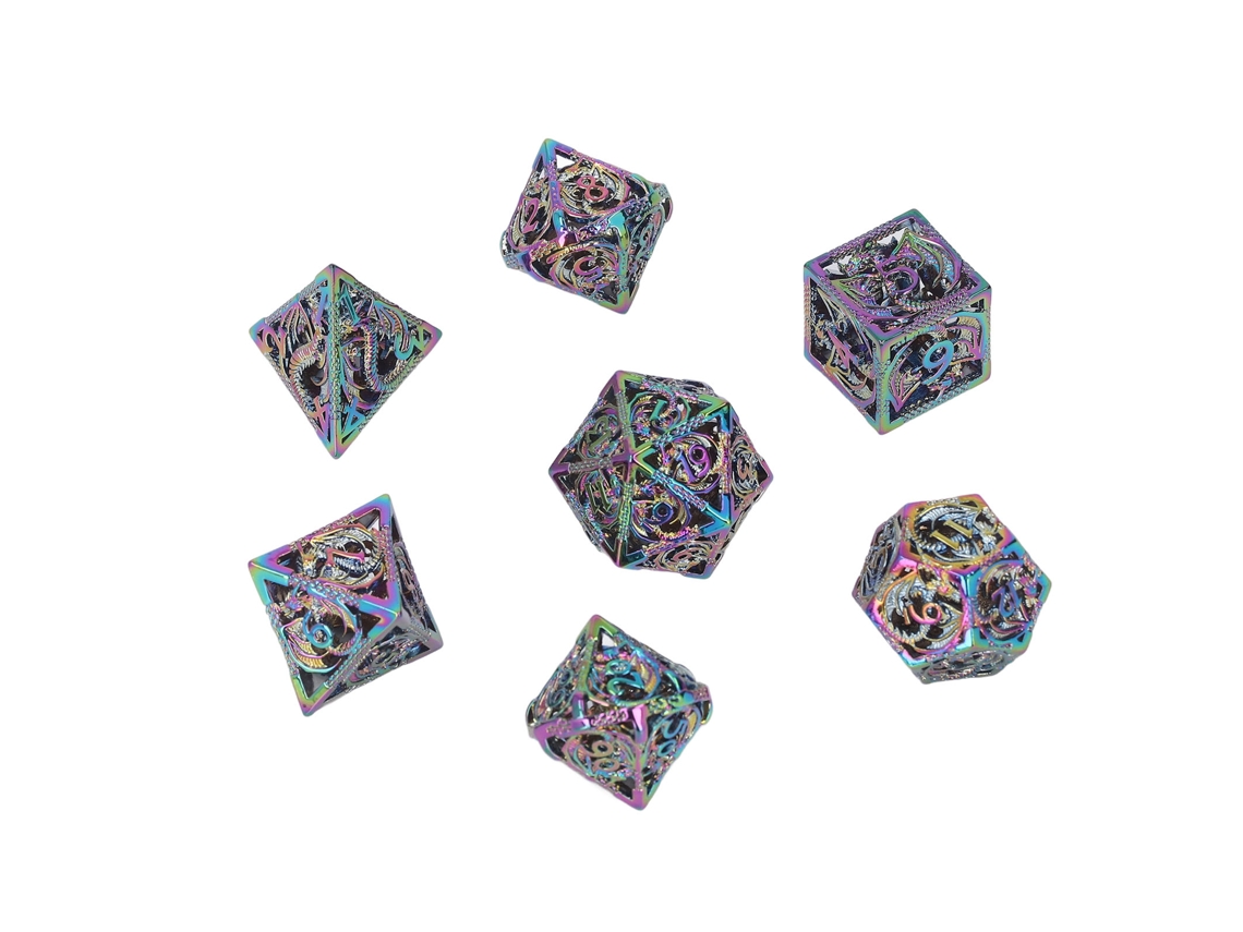 Bj-set De Dados De Metal Huecos Poliédricos Portátiles Para Juegos De Mesa Coloridos