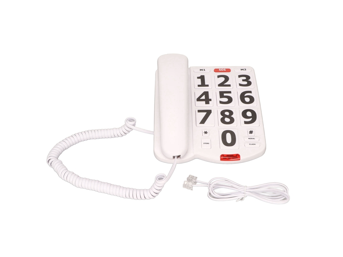 Teléfono Fijo Con Botones Grandes, Volumen Ajustable, Función De Rellamada Y Función De Llamada Anterior Inalámbrica.