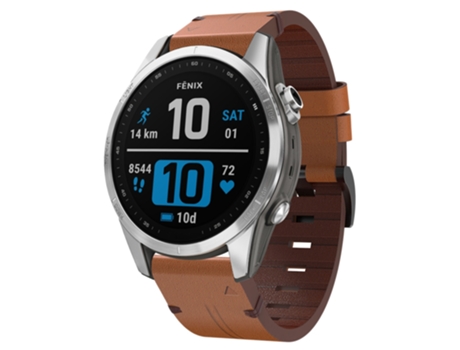 Correa Smartwatch para Garmin Fenix 7S 20mm con Hebilla de Cuero y Acero (Marrón)