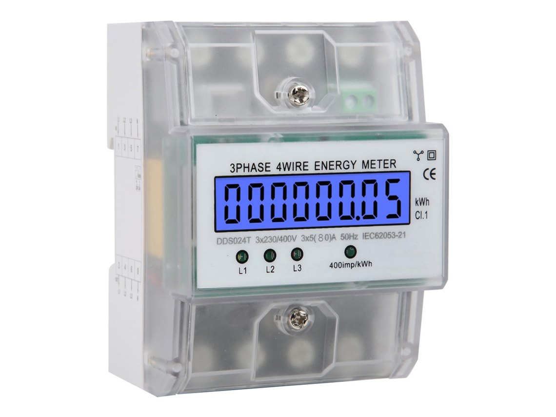 2026velora-contador De Energía Eléctrico Trifásico 4p 380v Lcd Digital Din Rail Con Tapa Transparente
