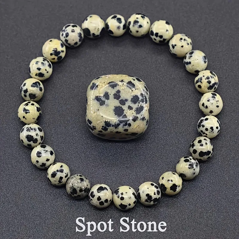 Pulsera De Cuentas De Piedra Natural (piedra Moteada De 19 Cm) Para Yoga, Reiki, Sanación, Amuleto Y Talismán De La Suerte.