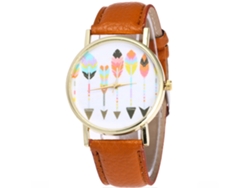 Reloj De Pulsera De Cuarzo Informal Para Mujer Con Correa De Piel Sintética Marrón.