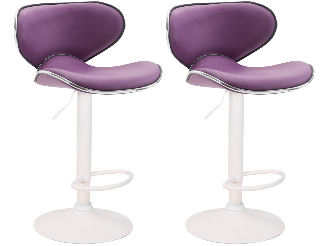 Juego de 2 taburetes de bar Las Vegas en piel sintética CLP violeta/blanco