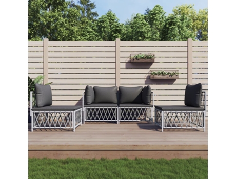 Conjunto 4 de muebles de jardín VIDAXL y cojines acero blanco