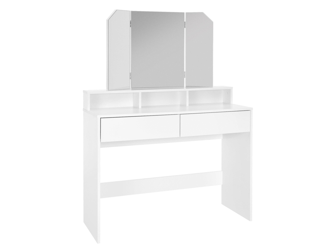 Tocador con Espejo Plegable de 3 Piezas ML-DESIGN (Blanco - MDF - 100 x 40 x 140)