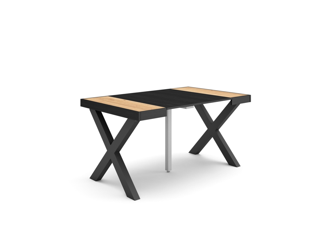 Mesa Consola extensible 140 Para 6 comensales Patas madera maciza Roble y negro SKRAUT HOME