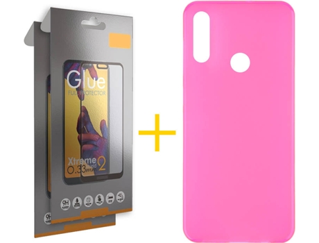 Kit Funda + 2 Protectores de Pantalla Huawei Y7 2019 SKYHE Liso Rosa