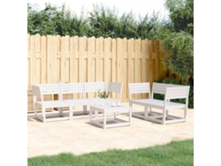 Conjunto de sofás de jardín de 5 piezas en madera maciza de pino, blanco, DKD Home Decor