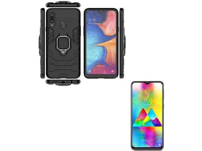 Kit Carcasa y Soporte Samsung Galaxy A20s Military Defender Negro
