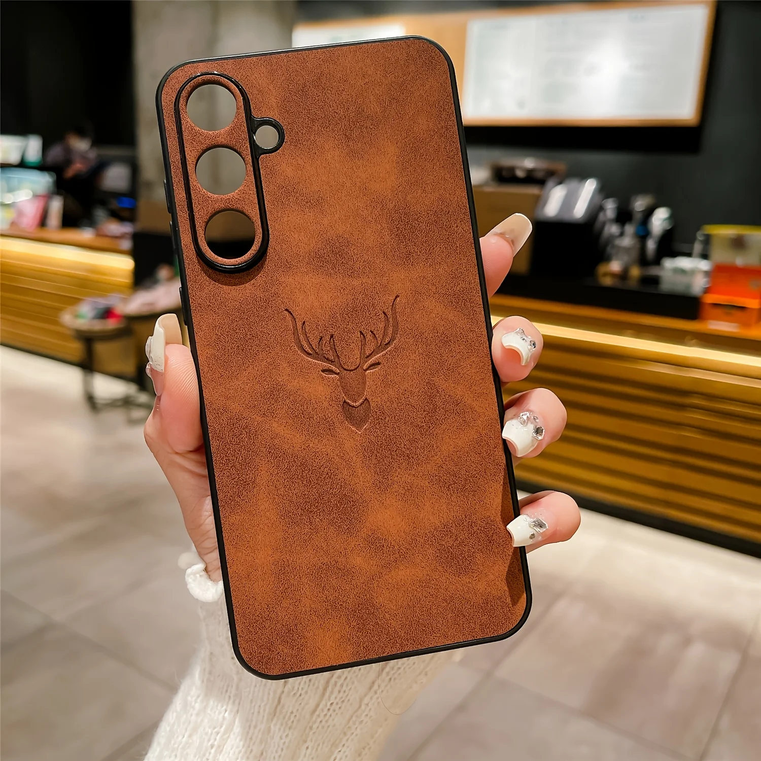 (galaxy Note20 Marrón) Adecuado Para La Cubierta Trasera De Cuero Sintético Mate Para Teléfonos Samsung