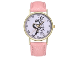 Reloj De Pulsera Unisex De Cuero Pu Con Diseño De Payaso Moda Rosa