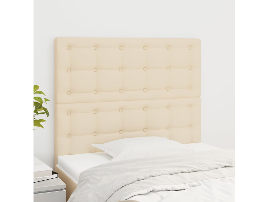 Cabeceros 2 Unidades De Tela Color Crema 80x5x78/88 Cm