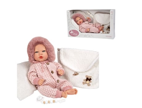 Muñeca Reborn 40 Cm Manuela Rosa Con Bolso Y Cojin MUÁECAS ARIAS