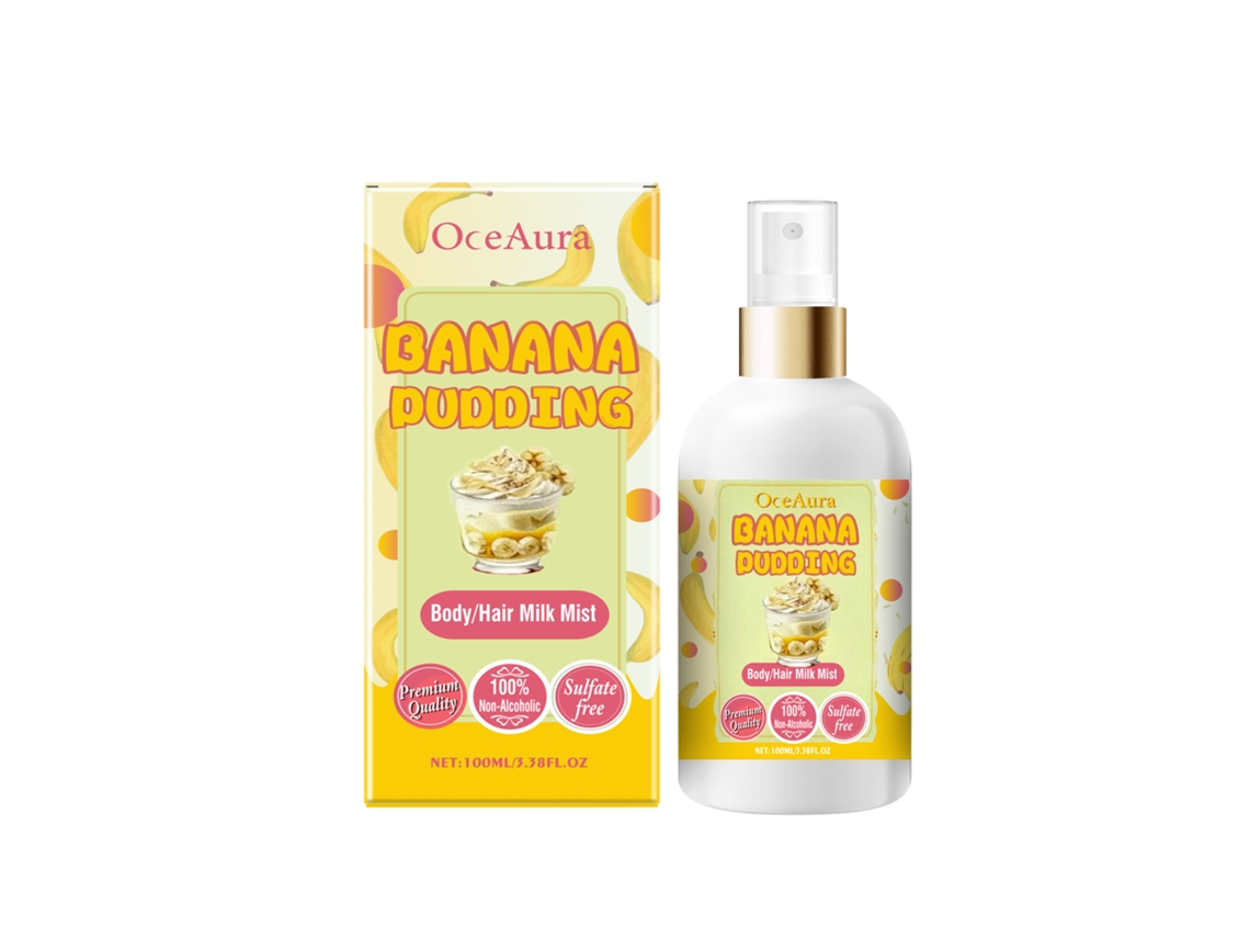 Spray corporal hidratante con aroma a pudín de plátano