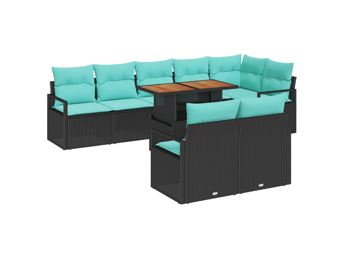 Maison Exclusive - Conjunto De Comedor De Jardín 9 Pcs Negro Y Verde Azulado