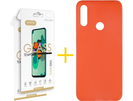 Kit Funda + 2 Protectores de Pantalla Huawei Y7 2019 ACCETEL Liso 9 Rojo