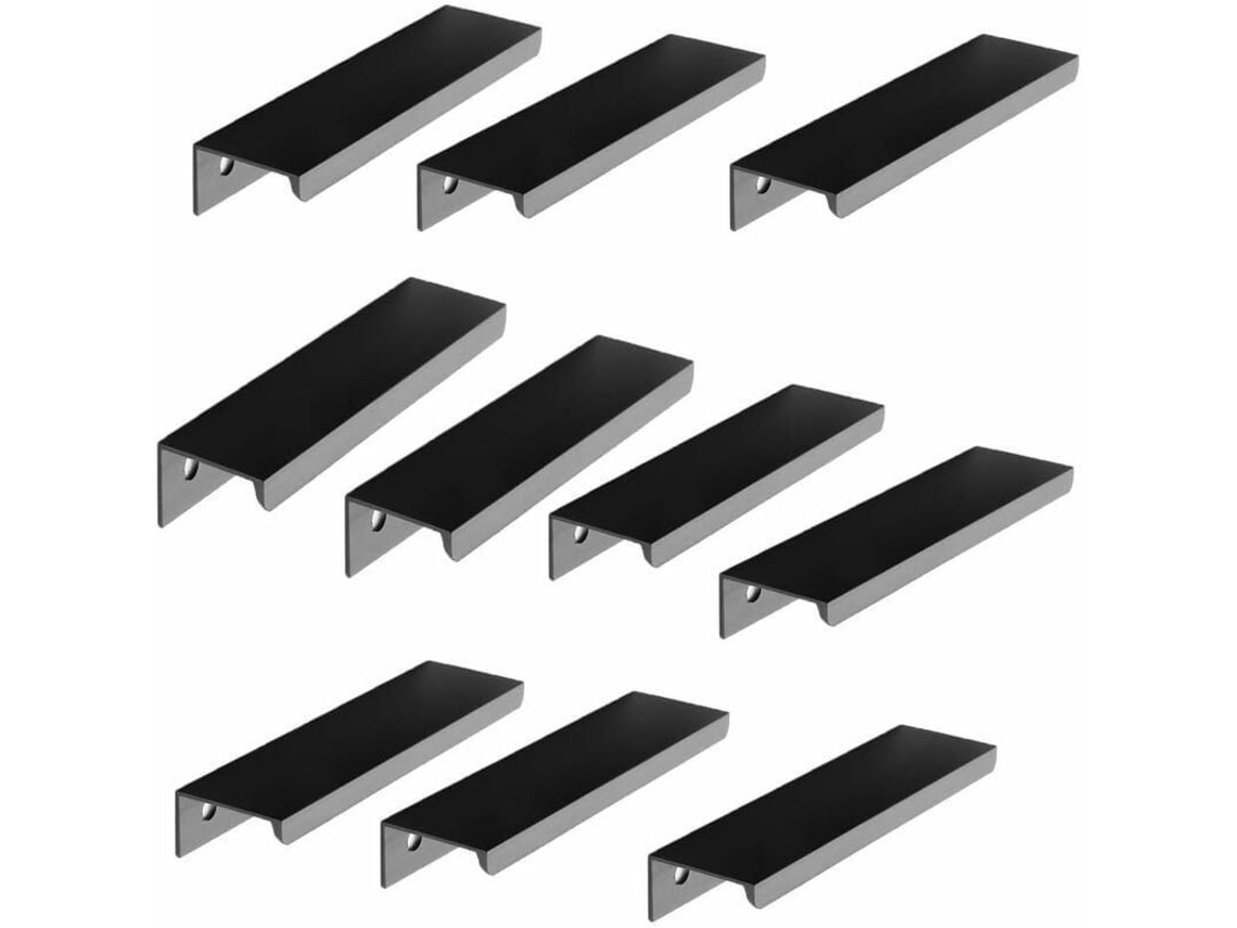 Juego De 10 Pomos Invisibles De Aleación De Aluminio Negro Para Muebles, Distancia Entre Centros De 96 Mm, Para Cocina.